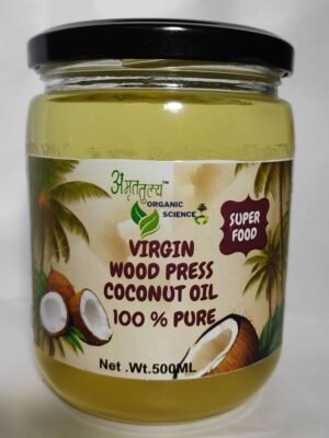 WOOD PRESSED VIRGIN COCONUT OIL 100 % PURE , GLASS JAR