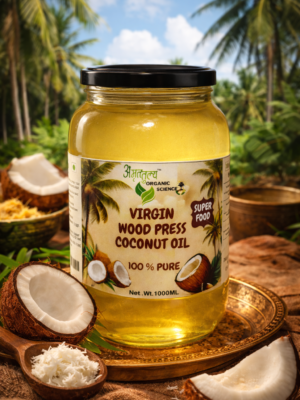 WOOD PRESSED VIRGIN COCONUT OIL 100 % PURE , GLASS JAR